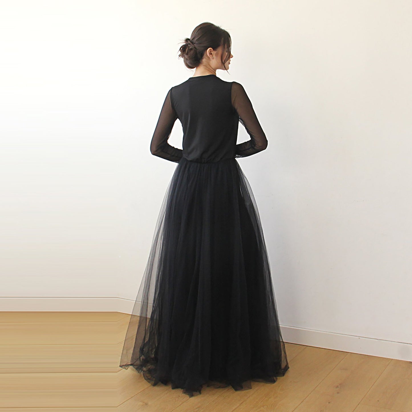 Midnight Allure Black Tulle Gown