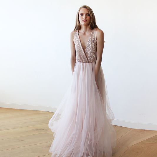 Aurora Blush Sequin and Tulle Gown