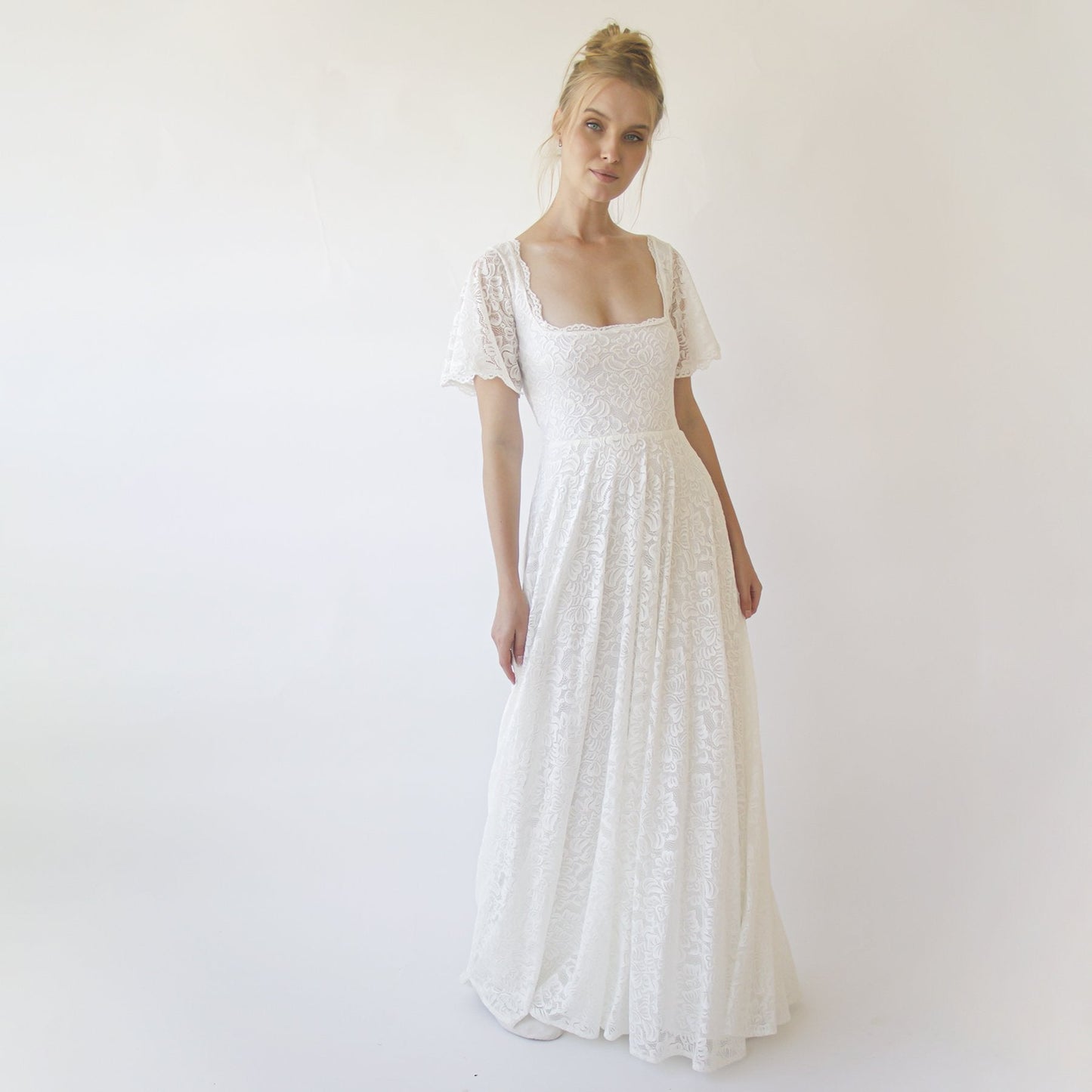 Marcella Ivory Square Neckline Gown